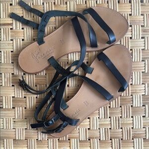 Black Leather Sandals‎ by Joie a la Plage